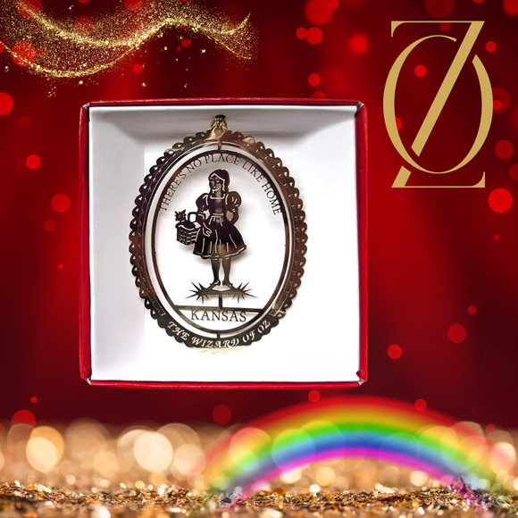 Wizard of Oz Brass Ornament No Place Like Home Dorothy Ruby Slippers Toto - Picture 1 of 5